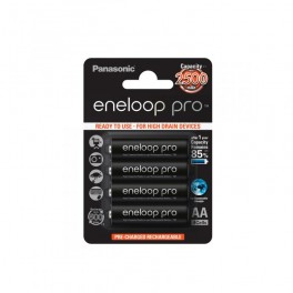 Panasonic Eneloop Pro Pile stilo 4 AA da 2500mAH BK-3HCDE 2500mAh,Confezione da 4 Panasonic Eneloop Pro Pile stilo 4 AA da 2500mAH BK-3HCDE 2500mAh,Confezione da 4